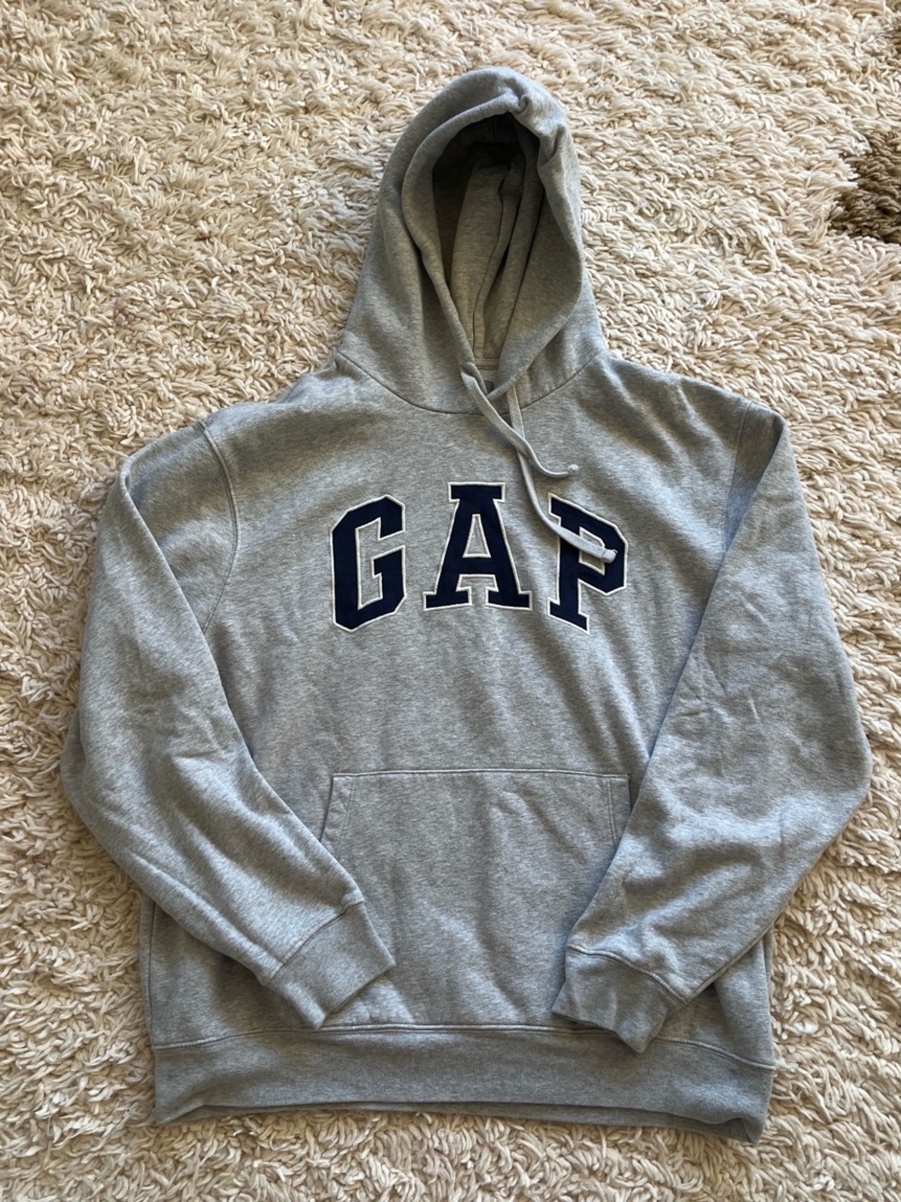GAP Gray Crewneck Hoodie with Navy Logo